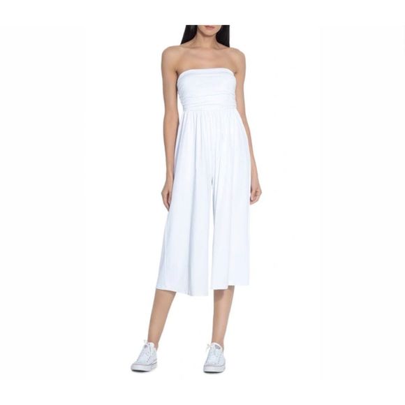 Susana Monaco Strapless Ruched Jumpsuit in Sugar Size L